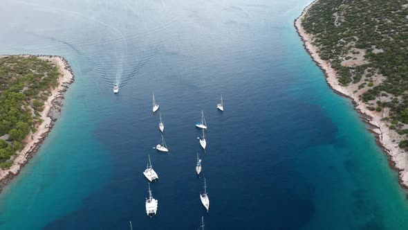 Aerial Drone Shot of Marina Bay in Adriatic Sea, Croatia