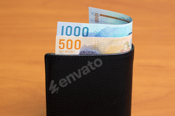 Maldivian rufiyaa in the black wallet