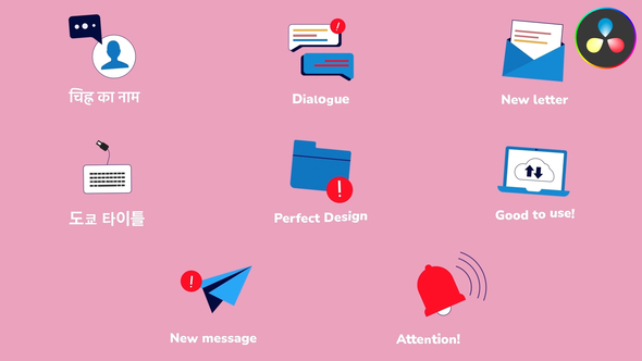 Communication Icons And Titles for DaVinci Resolve