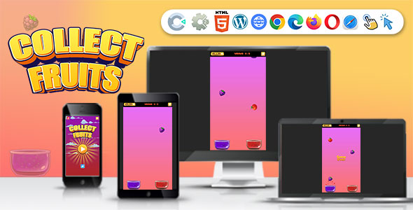 Collect Fruits ( Construct | C3P | CAPX | HTML5 ) Endless Mini Game