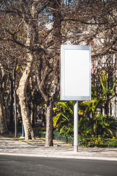 Blank billboard in urban park