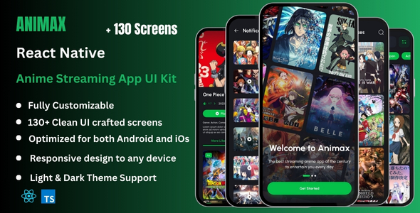 Animax Pro  - Anime Streaming React Native CLI App Ui Kit