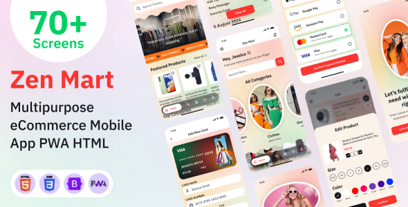 Multipurpose eCommerce Store Mobile App PWA HTML Template - Zen Mart