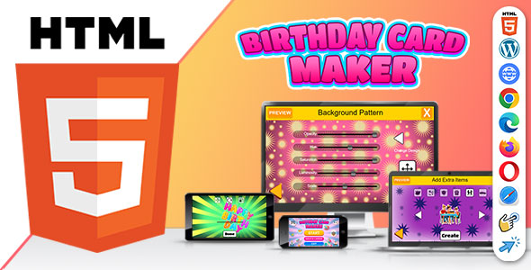 Birthday Card Maker App ( HTML5 ) Perfect App