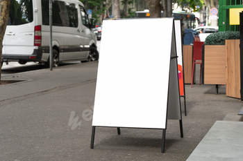 Blank white sandwich board