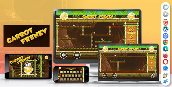 Carrot Frenzy Game v1 (Construct | C3P | CAPX | HTML5) Platformer Game