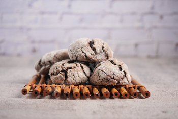 chocolate sweet cookies on wooden table