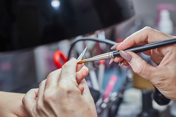 Close-Up of Professional Gel Nail Application