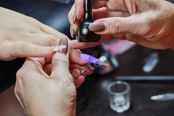 Close-Up of Professional Gel Nail Application