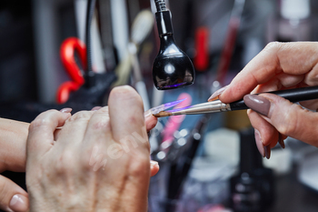 Close-Up of Professional Gel Nail Application