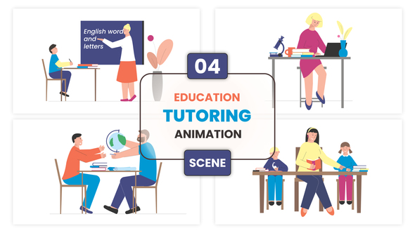 Education Tutoring Concept Animation Scene