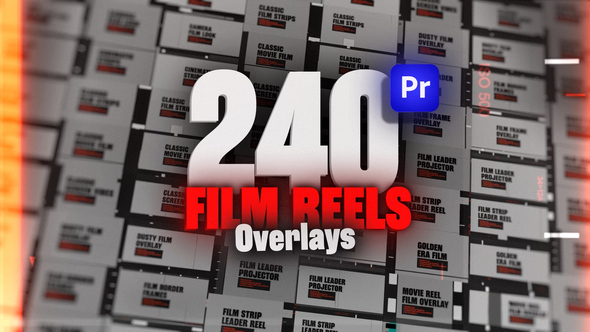 Animated Film Reel Overlays Pack For Premiere Pro: Film Strip, Old Film, Film Roll, 8mm & More