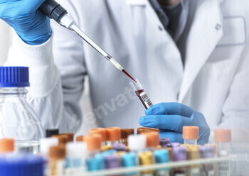 Scientist pipetting samples into a test tube in a lab.