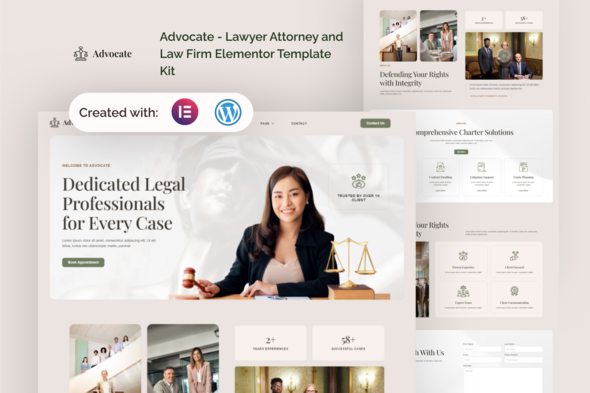 Advocate - Lawyer Attorney and Law Firm Elementor Template Kit