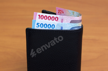 Indonesian rupiah in the black wallet