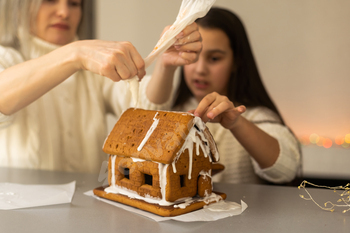 Christmas homemade gingerbread house cookie