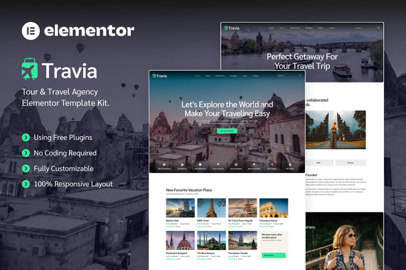 Travia – Tour & Travel Agency Elementor Template Kit