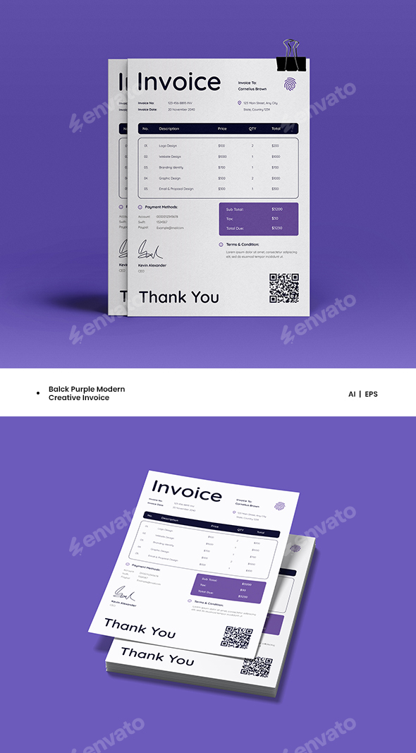 Purple Modern Creative Invoice