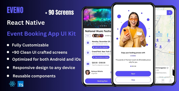 Eveno - Event Booking & Event Ticketing React Native Expo App Ui Kit