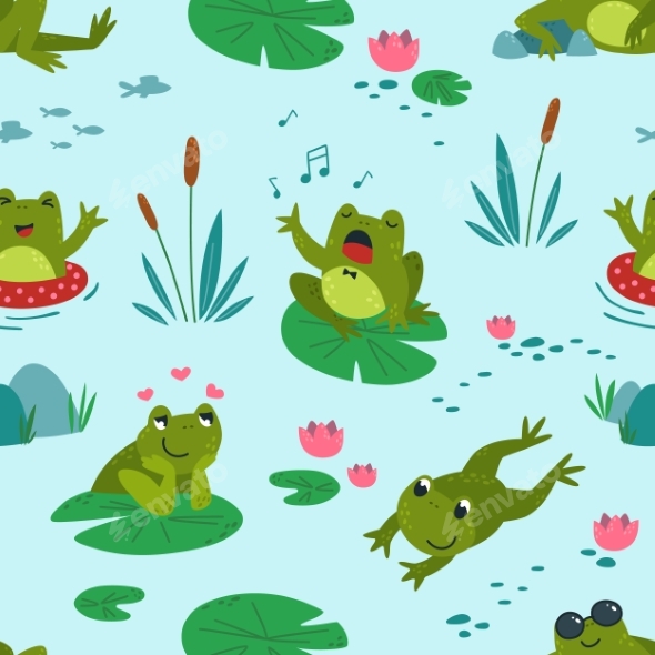 Frogs Seamless Pattern