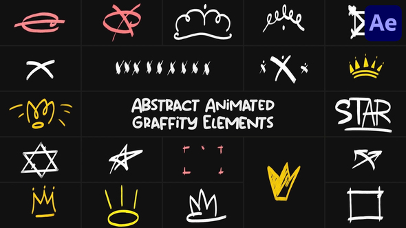 Abstract Animated Graffity Elements for After Effects alt