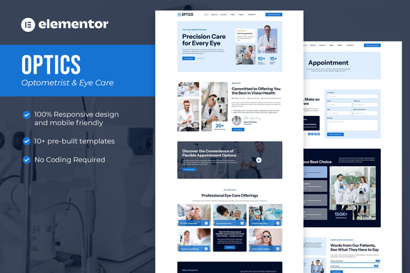 Optics - Optometrist & Eye Care Elementor Template Kit