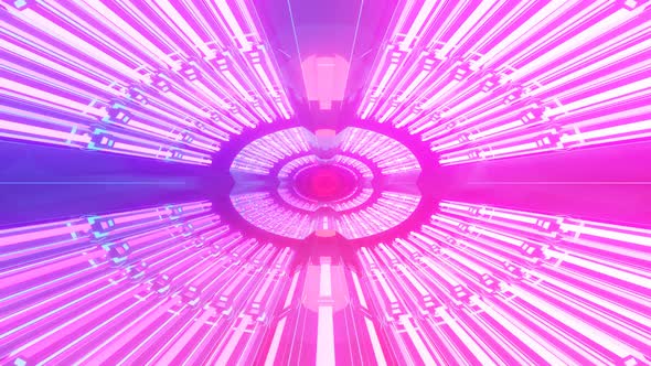 Vj Glowing neon tunnel. Mirror-shaped tunnel rotates