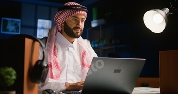 Employee working on digital notebook