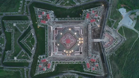 Aerial drone view of Forte Nossa Senhora da Graca fort in Elvas, Portugal