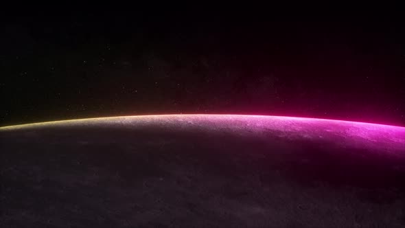 Fantastic Neon Sunrise on the Moon From Space