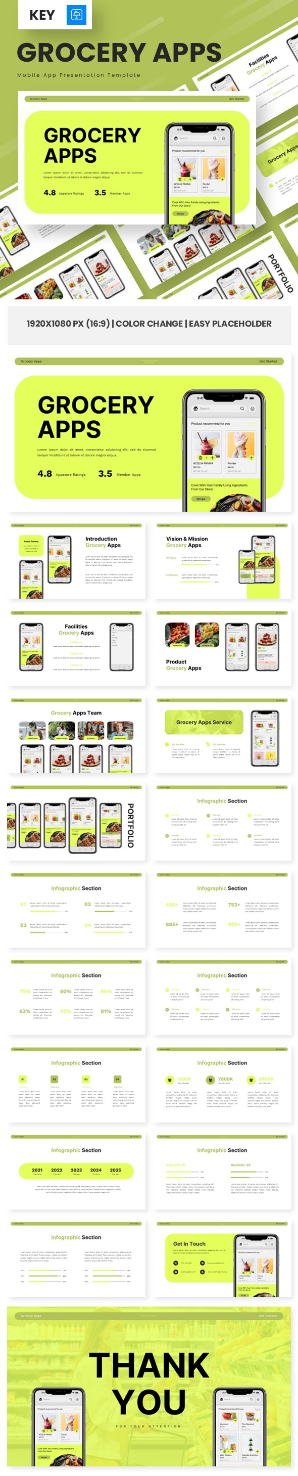 Grocery Apps - Mobile App Keynote Templates