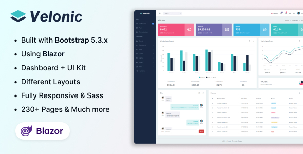 Velonic - Blazor Admin & Dashboard Template