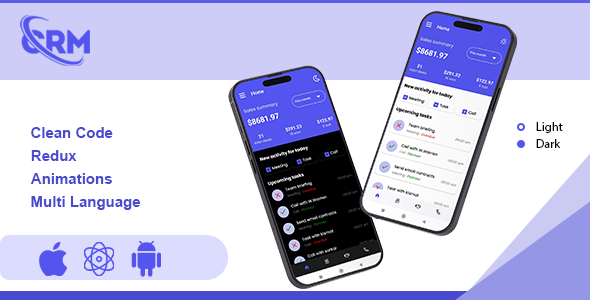 CRM -Lead Management | Pipeline Management | Business Software React Native iOS/Android App Template