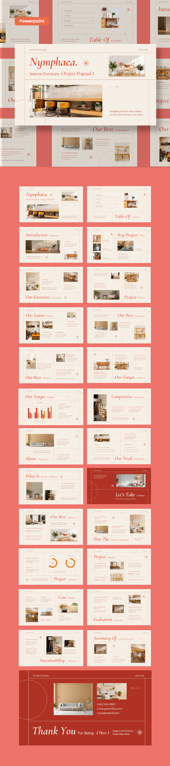 Cream Red Modern Minimalist Interior Furniture Project Proposal Power Point Presentation