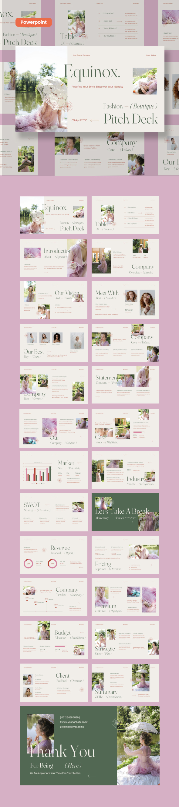 Cream Red Pink Green Modern Minimalist Fashion Boutique Pitch Deck Power Point Presentation