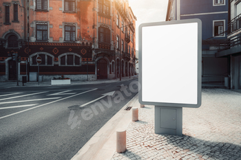 Blank billboard on urban street