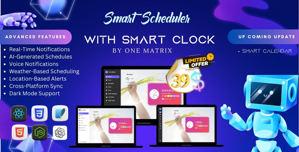 Smart Scheduler with Smart clock using React JS || increase your productivity and manage your time.