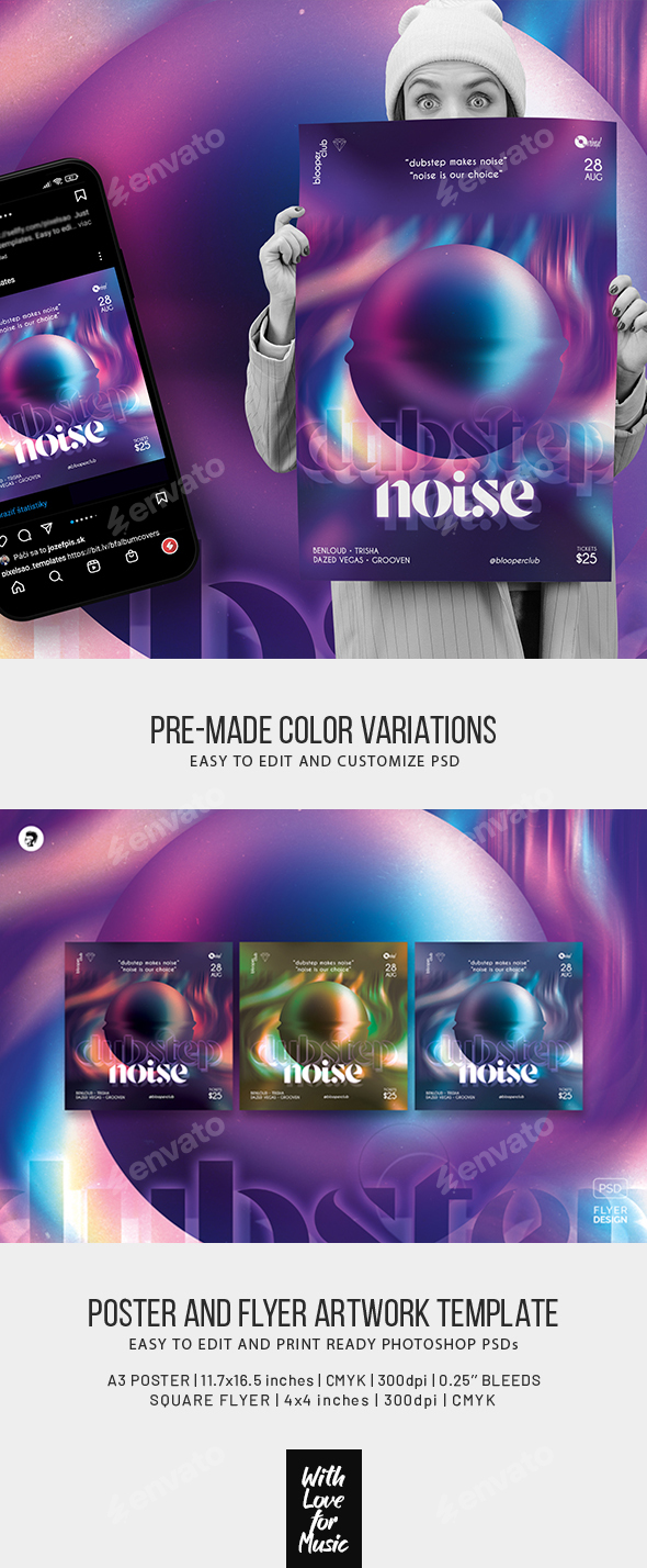 Dubstep Noise – Abstract Poster, Flyer Template