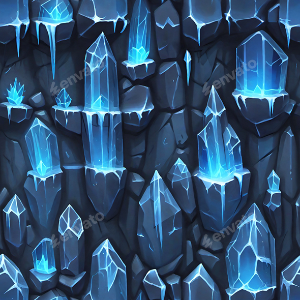 100 different hand painted seamless dungeon crystal wall pictures