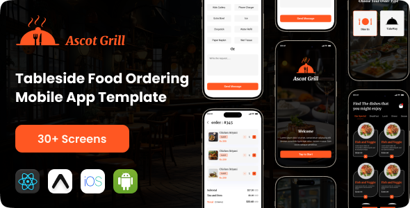 Ascot Grill | Tableside Food Ordering Mobile App | React Native Expo Template