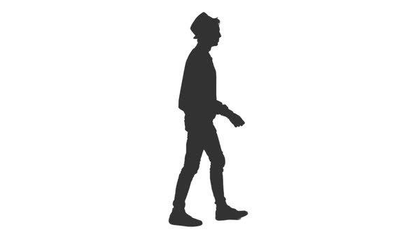 Silhouette of Walking Young Stylish Man alt