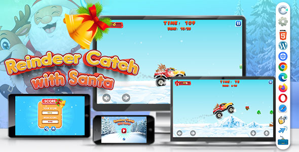 Reindeer Catch with Santa ( Construct | C3P | CAPX | HTML5 ) Christmas Game