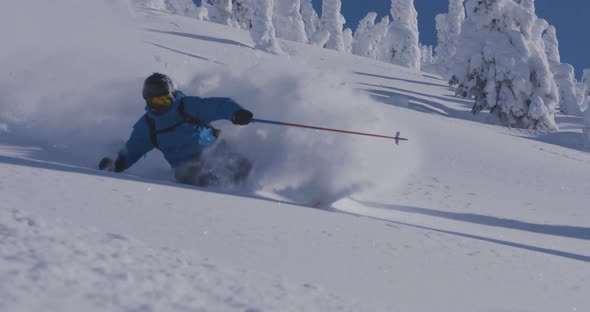 Downhill Skier- Snow Spray  Tight Shot