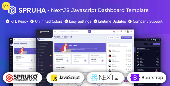 Spruha – Nextjs Javascript Admin Dashboard Template