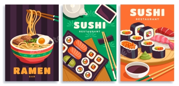 Japanese Food Poster Set