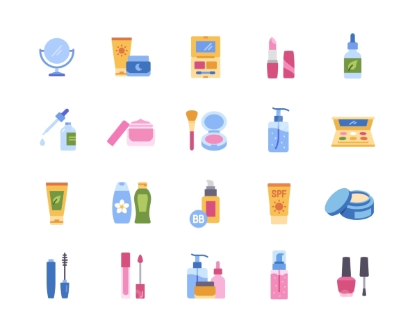 Cosmetic Products Icons Set