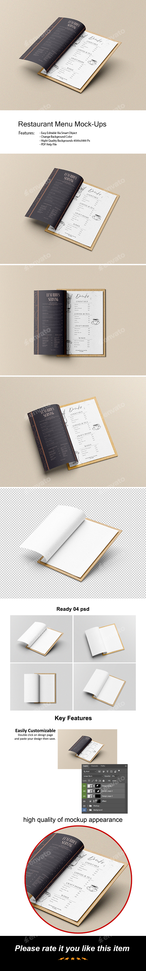 Restaurant Menu Mock-Ups