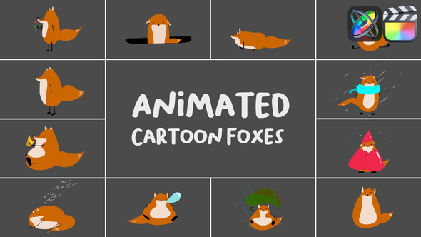 Animated Cartoon Foxes for FCPX