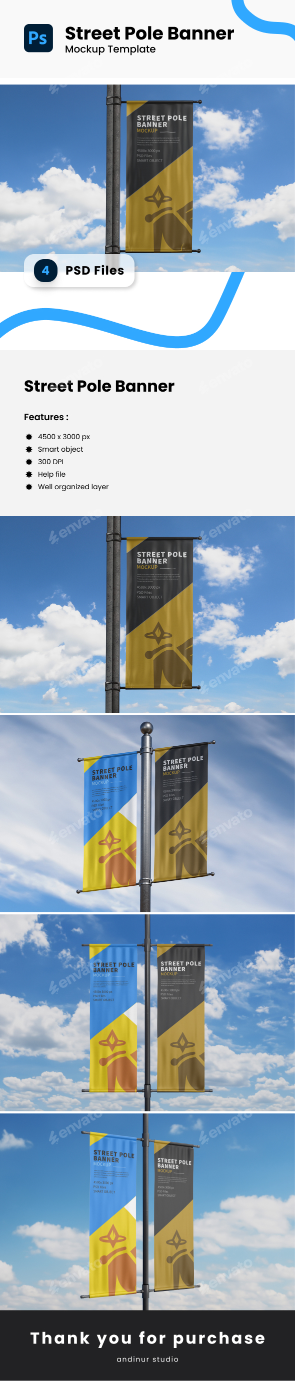 Street Pole Banner Mockup