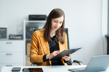 Businesswoman project manager working and update tasks